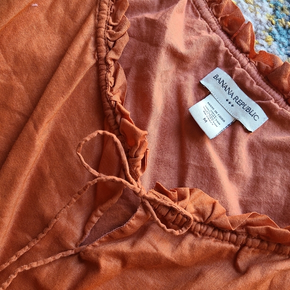 Banana Republic cotton ruffle dress sundress slip dress orange - Picture 11 of 14